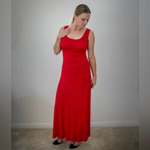 Calvin Klein Red Floor Length Sleeveless Dress stretchy sm/med